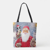 Santa Claus met kerstcadeaus Border Collie Dog Tote Bag (Achterkant)