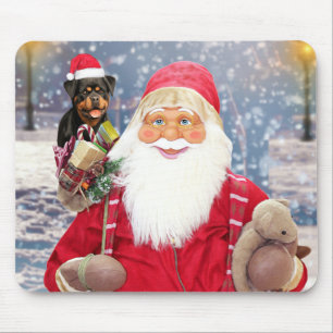 Santa Claus met kerstcadeaus Rottweiler Dog Muismat