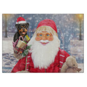 Santa Claus met kerstcadeaus Rottweiler Dog Snijplank (Voorkant)