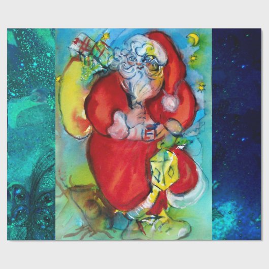 SANTA CLAUS MET LANTERN IN CHRISTMAS NACHT CADEAUPAPIER (Vlak)