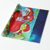 SANTA CLAUS MET LANTERN IN CHRISTMAS NACHT CADEAUPAPIER (Uitgerold)