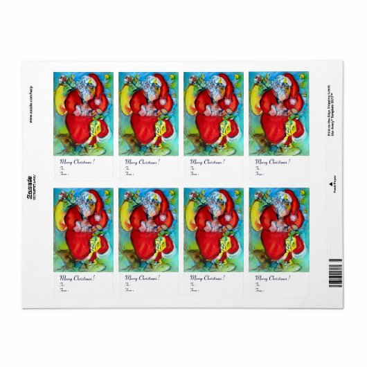 SANTA CLAUS MET LANTERN IN DE CHRISTMAS NACHT ETIKET (Full Sheet)