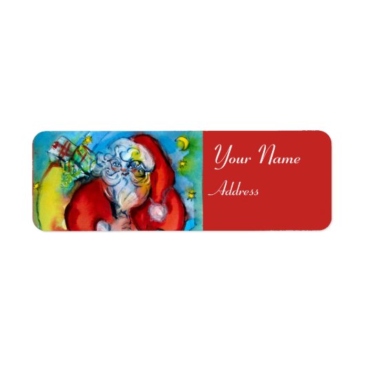 SANTA CLAUS MET LANTERN IN DE CHRISTMAS NACHT ETIKET (Voorkant)