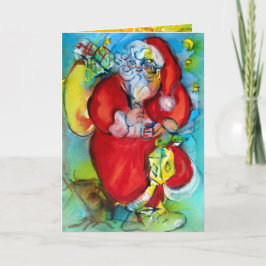 SANTA CLAUS MET LANTERN IN DE CHRISTMAS NACHT FEESTDAGEN KAART