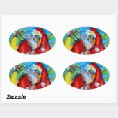 SANTA CLAUS MET LANTERN IN DE CHRISTMAS NACHT OVALE STICKER (Vel)