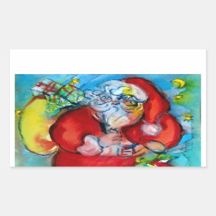 SANTA CLAUS MET LANTERN IN DE CHRISTMAS NACHT RECHTHOEKIGE STICKER