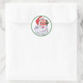 Santa Claus met rode en groene  envelop Ronde Sticker (Tas)