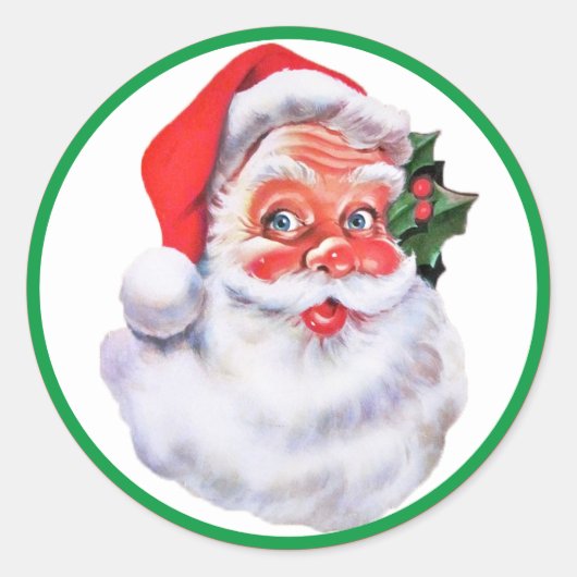 Santa Claus met rode en groene  envelop Ronde Sticker (Voorkant)