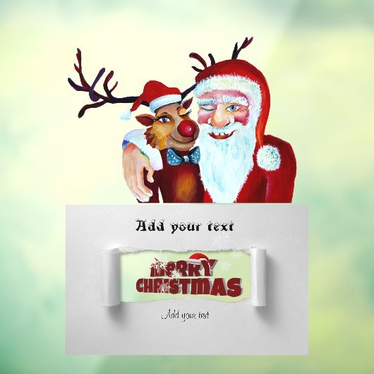 Santa Claus met Rudolph de Reindeer Illustration Raamsticker (Vel 3)