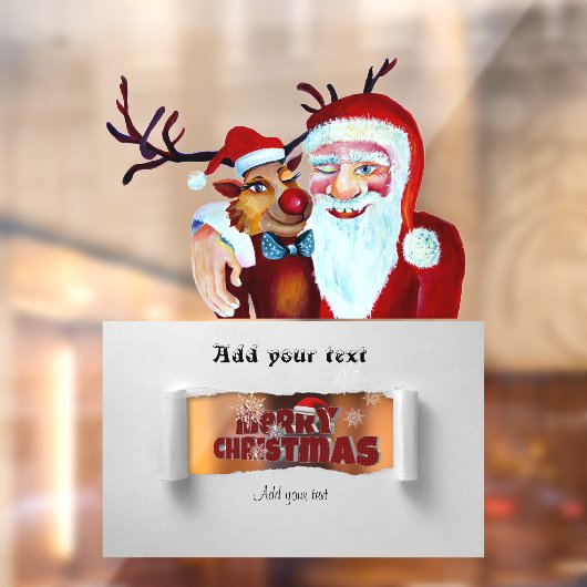 Santa Claus met Rudolph de Reindeer Illustration Raamsticker (Vel 2)