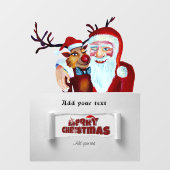 Santa Claus met Rudolph de Reindeer Illustration Raamsticker (Vel)