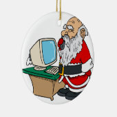 santa claus met telefoon en computer keramisch ornament (Rechts)