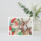 Santa Claus met twee lezers die kerstliedjes zinge Briefkaart (Staand voorkant)