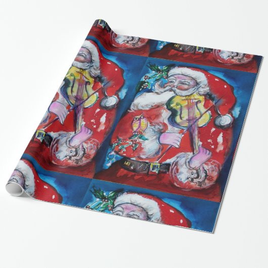 SANTA CLAUS MET VIOLIN CADEAUPAPIER (Uitgerold)