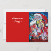 SANTA CLAUS MET VIOLIN, CHRISTMAS PARTIJ KAART (Achterkant)