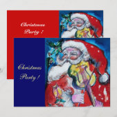 SANTA CLAUS MET VIOLIN, CHRISTMAS PARTIJ KAART (Voorkant / Achterkant)