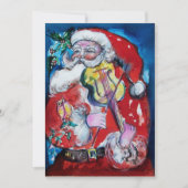 SANTA CLAUS MET VIOLIN, CHRISTMAS PARTIJ KAART (Voorkant)