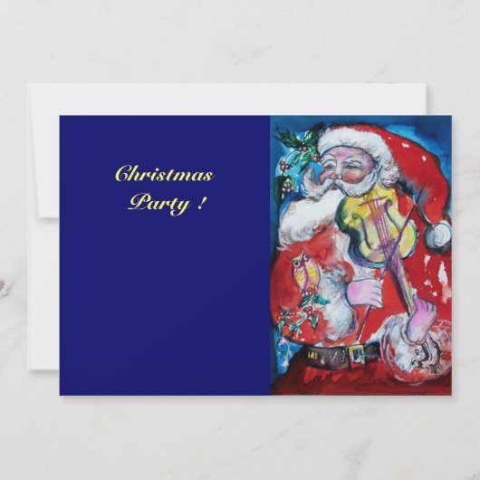 SANTA CLAUS MET VIOLIN, CHRISTMAS PARTIJ KAART (Achterkant)