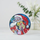 SANTA CLAUS MET VIOLIN - CHRISTMAS PARTY Gold Kaart (Staand voorkant)
