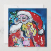 SANTA CLAUS MET VIOLIN - CHRISTMAS PARTY KAART (Voorkant)