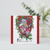 SANTA CLAUS MET VIOLIN - CHRISTMAS PARTY KAART (Staand voorkant)