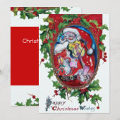 SANTA CLAUS MET VIOLIN - CHRISTMAS PARTY KAART (Voorkant / Achterkant)