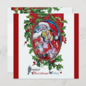 SANTA CLAUS MET VIOLIN - CHRISTMAS PARTY KAART (Voorkant / Achterkant)