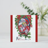 SANTA CLAUS MET VIOLIN - CHRISTMAS PARTY KAART (Staand voorkant)