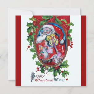 SANTA CLAUS MET VIOLIN - CHRISTMAS PARTY KAART