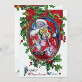 SANTA CLAUS MET VIOLIN - CHRISTMAS PARTY KAART (Voorkant / Achterkant)