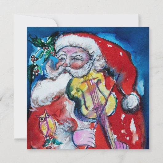 SANTA CLAUS MET VIOLIN - CHRISTMAS PARTY Silver Kaart (Voorkant)