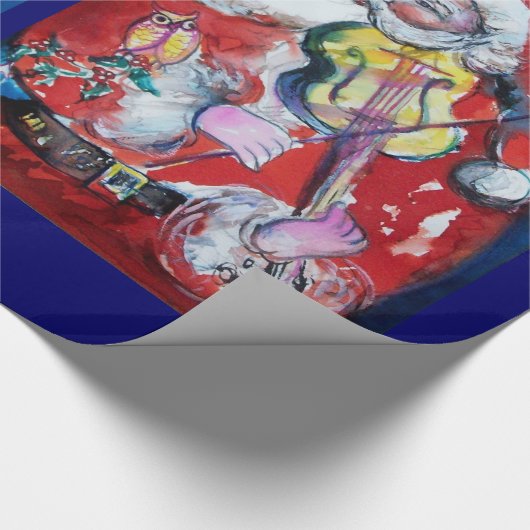 SANTA CLAUS MET VIOLIN/CHRISTMAS TREE EN BALOONS CADEAUPAPIER (Hoek)