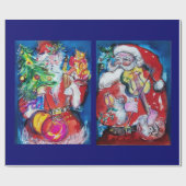 SANTA CLAUS MET VIOLIN/CHRISTMAS TREE EN BALOONS CADEAUPAPIER (Vlak)