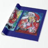 SANTA CLAUS MET VIOLIN EN SAX CADEAUPAPIER (Uitgerold)