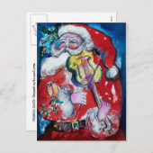 SANTA CLAUS MET VIOLIN FEESTDAGENKAART (Voorkant / Achterkant)