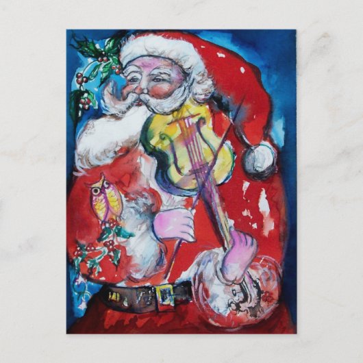 SANTA CLAUS MET VIOLIN FEESTDAGENKAART (Voorkant)