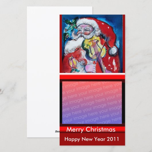 SANTA CLAUS MET VIOLIN FEESTDAGENKAART (Voorkant / Achterkant)