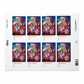 SANTA CLAUS MET VIOLIN Musical Kerstmis Etiket (Full Sheet)