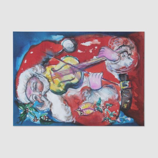 SANTA CLAUS MET VIOLIN / Musical Kerstmis Tissuepapier (Voorkant)