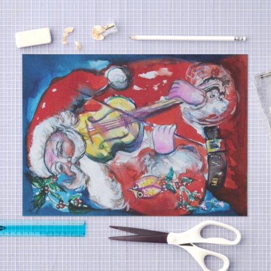 SANTA CLAUS MET VIOLIN / Musical Kerstmis Tissuepapier (Craft)