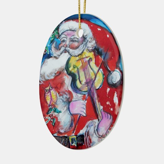 SANTA CLAUS MET VIOLIN, MUSISCHE CHRISTMAS Red Rub Keramisch Ornament (Links)