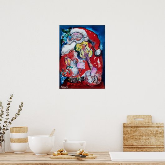 SANTA CLAUS MET VIOLIN POSTER (Keuken)