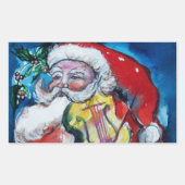 SANTA CLAUS MET VIOLIN RECHTHOEKIGE STICKER (Voorkant)