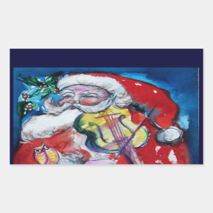 SANTA CLAUS MET VIOLIN RECHTHOEKIGE STICKER