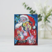 SANTA CLAUS MET VIOLIN S MONOGRAM FEESTDAGENKAART (Staand voorkant)