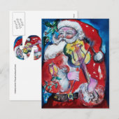 SANTA CLAUS MET VIOLIN S MONOGRAM FEESTDAGENKAART (Voorkant / Achterkant)