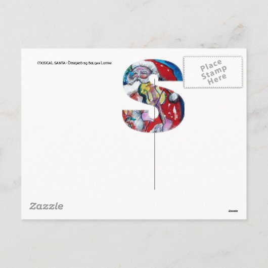 SANTA CLAUS MET VIOLIN S MONOGRAM FEESTDAGENKAART (Achterkant)