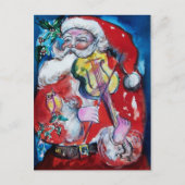 SANTA CLAUS MET VIOLIN S MONOGRAM FEESTDAGENKAART (Voorkant)