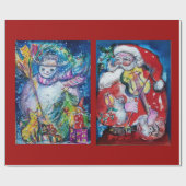 SANTA CLAUS MET VIOLIN/SNOWMAN EN XMAS TREE CADEAUPAPIER (Vlak)