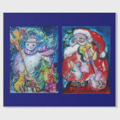 SANTA CLAUS MET VIOLIN/SNOWMAN EN XMAS TREE CADEAUPAPIER (Vlak)